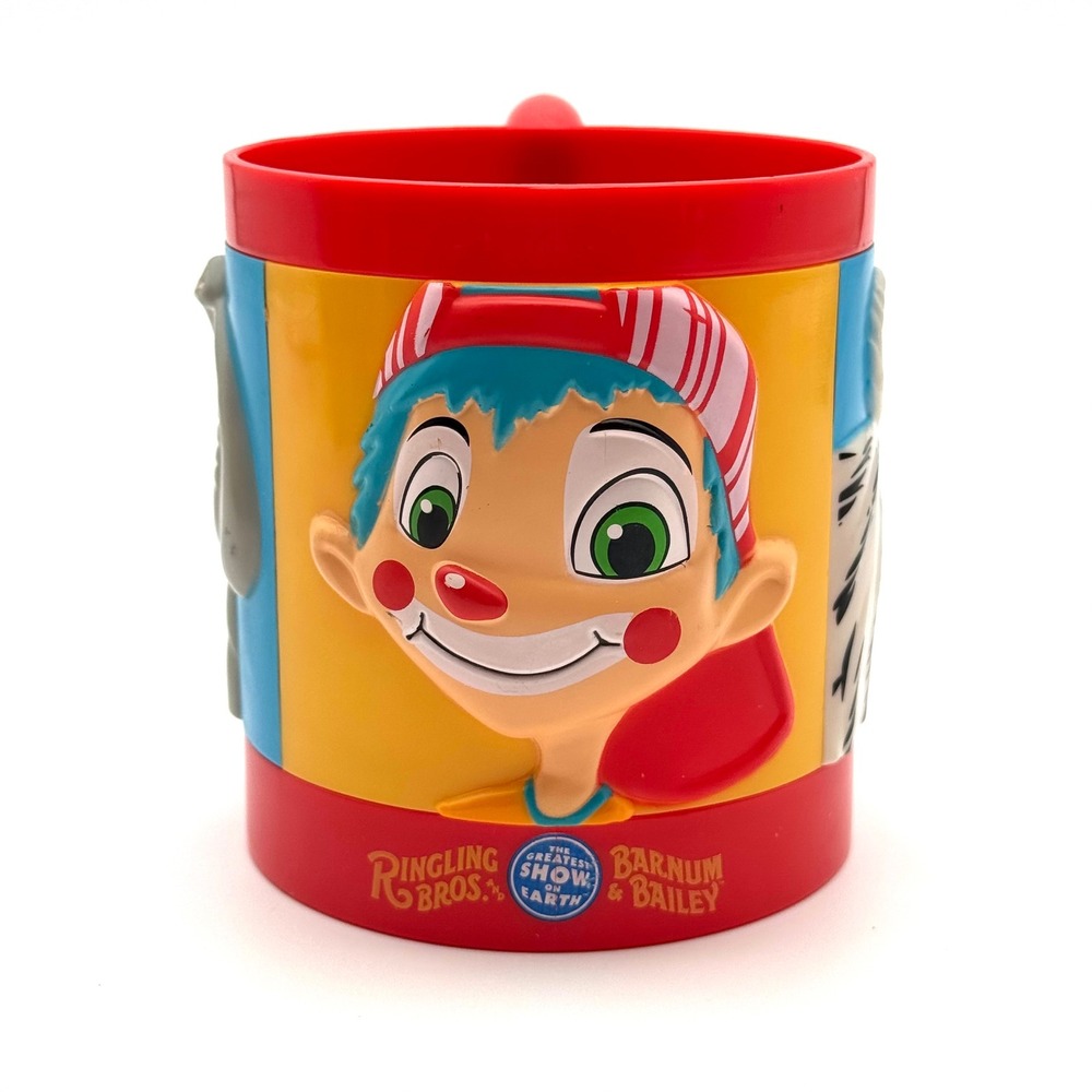 Ringling‎ Bros Barnum Bailey Souvenir Cup Plastic 3D Clown Elephant Mug